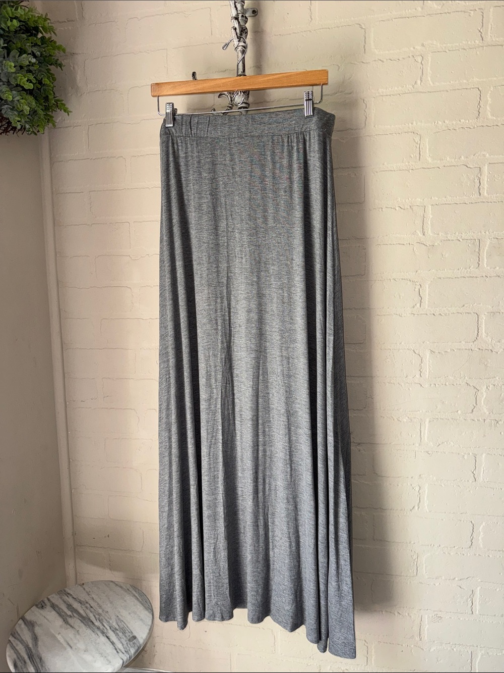 Lock & Love Gray Maxi Skirt  Soft Flowing Everyday xxl soft stretch NEW